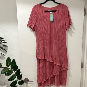 Coldwater Creek Asymmetrical Ruffle Pink Dress